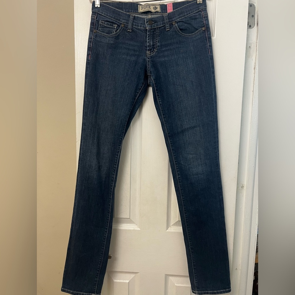 PINK Victoria's Secret Dark Blue Straight Leg Jeans - Picture 8 of 16